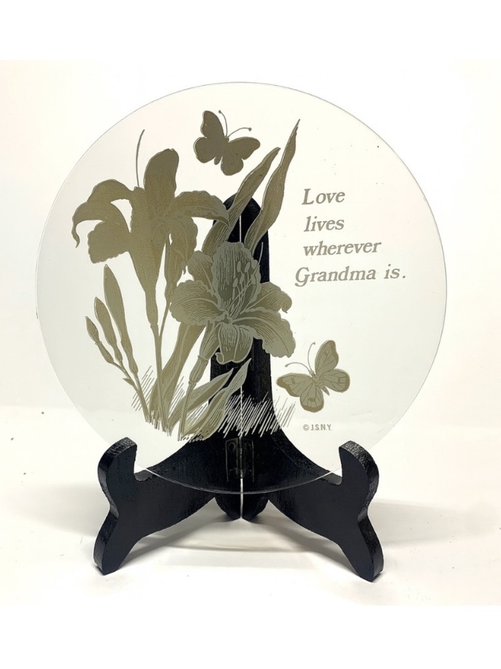 Vintage Family Ties Grandma Acrylic Plate Love Lives Wherever Grandma Is NIB